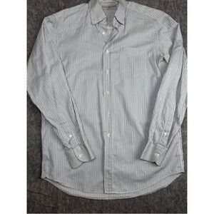 Luciano Barbera Shirt Men's XL White Multi Striped Long Sleeve Outdoor Button-Up